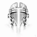 A Spartan helmet with a cybernetic twist tattoo design idea