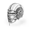 A Spartan helmet with a cybernetic twist tattoo design idea