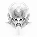 A Spartan helmet with a cybernetic twist tattoo design idea