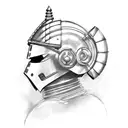 A Spartan helmet with a cybernetic twist tattoo design idea