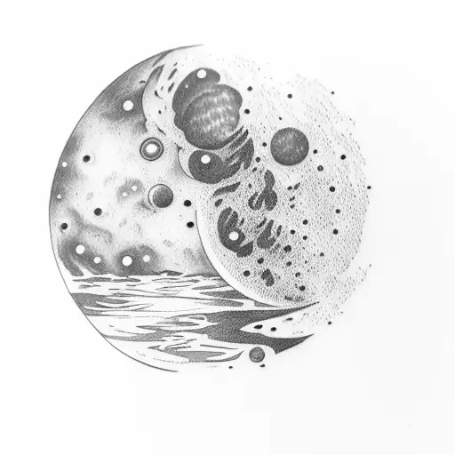 milky way moon tattoo design idea