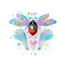 A new-school design featuring a whimsical ladybird with intricate patterns and colorful wings tattoo design idea