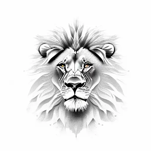 aggressive lion face tattoo design idea