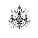 chandelier with skulls and goth tattoo design idea