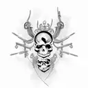 chandelier with skulls and goth tattoo design idea