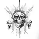 chandelier with skulls and goth tattoo design idea