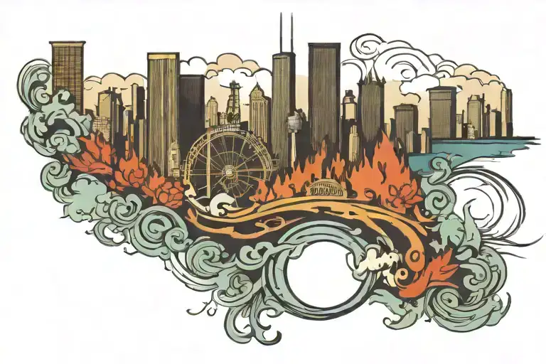 chicago city skyline tattoo design idea