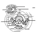 A simple mountain range with the sun rising behind, representing the continuous journey of personal growth tattoo design idea