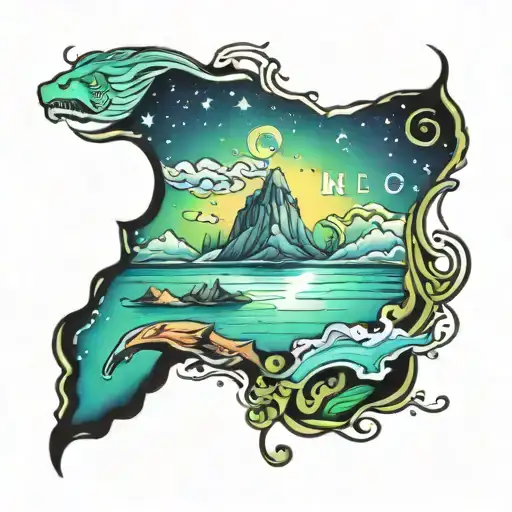 Norway aurora borealis tattoo design idea