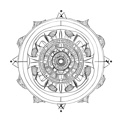 A celestial theme with a cross as the center of a starry night sky tattoo design idea