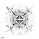 A celestial theme with a cross as the center of a starry night sky tattoo design idea