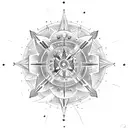 A celestial theme with a cross as the center of a starry night sky tattoo design idea