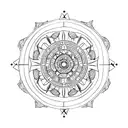 A celestial theme with a cross as the center of a starry night sky tattoo design idea