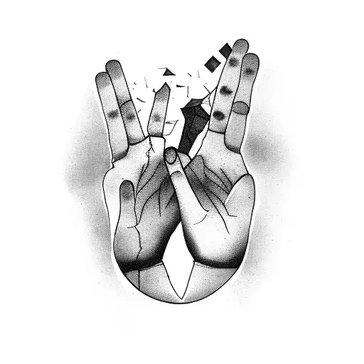 framed broken mirror hand holding piece of the broken glass tattoo design idea
