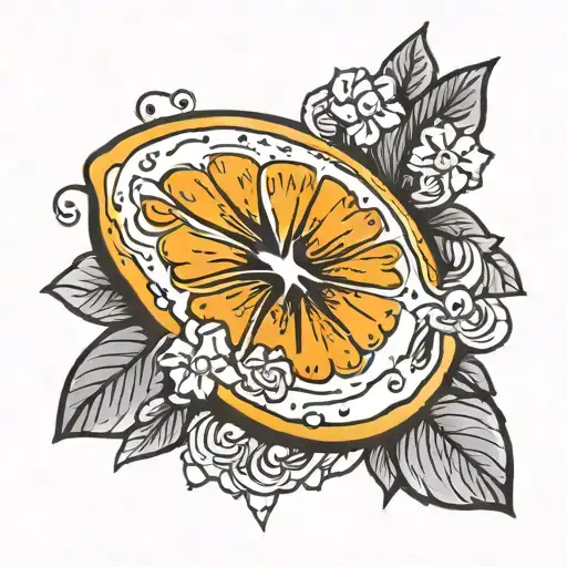 juicy slice of orange tattoo design idea