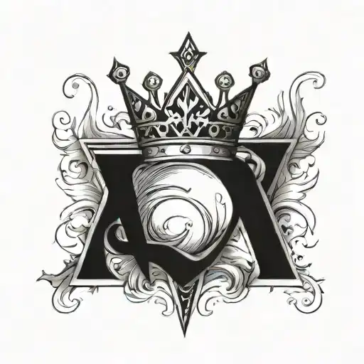 letter V wearing a crown tattoo design idea