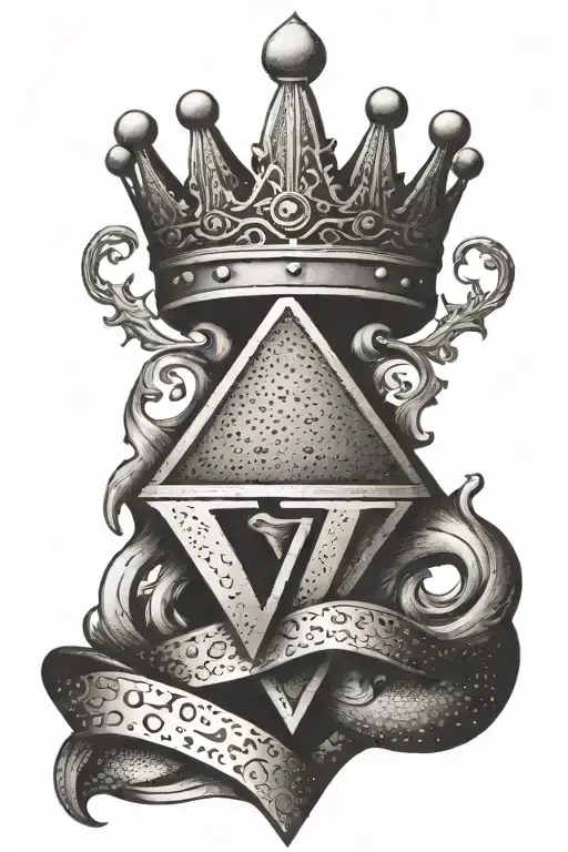 letter V wearing a crown tattoo design idea