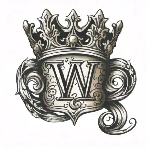 Letter V wearing a crown tattoo design idea