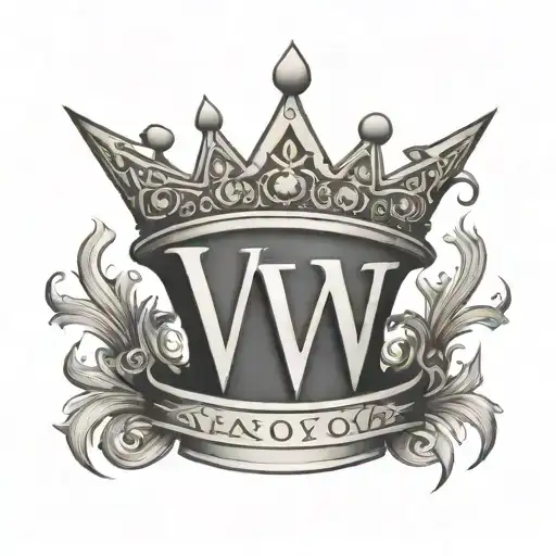 letter V wearing a crown tattoo design idea