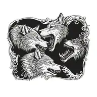 side profile of two wolves snarling at eachother face to face tattoo design idea