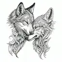 two wolves looking at eachother nose to nose  tattoo design idea