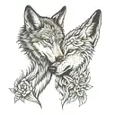 two wolves looking at eachother nose to nose  tattoo design idea