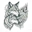 two wolves looking at eachother nose to nose  tattoo design idea