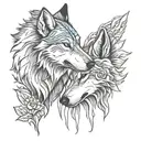 two wolves looking at eachother nose to nose  tattoo design idea