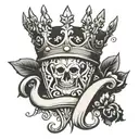 Letter V wearing a crown tattoo design idea