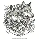 two wolves looking at eachother tattoo design idea
