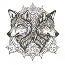 two wolves looking at eachother tattoo design idea