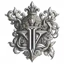 letter V wearing a crown tattoo design idea