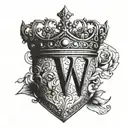letter V wearing a crown tattoo design idea