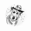 Irish wolfhound with a funny hat tattoo design idea