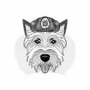 Irish wolfhound with a funny hat tattoo design idea