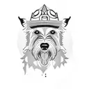 Irish wolfhound with a funny hat tattoo design idea