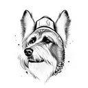 Irish wolfhound with a funny hat tattoo design idea