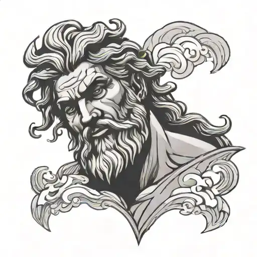 dark clouds and zeus minimal tattoo design idea