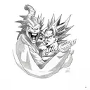 Dragon Ball Z fusion of two iconic characters tattoo design idea
