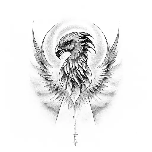An elegant stethoscope morphing into a majestic phoenix tattoo design idea