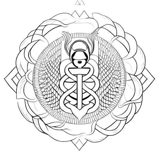 Incorporate a stylized caduceus symbol with subtle Exaltatus Nobilis elements tattoo design idea