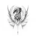 An elegant stethoscope morphing into a majestic phoenix tattoo design idea
