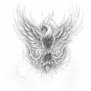 An elegant stethoscope morphing into a majestic phoenix tattoo design idea