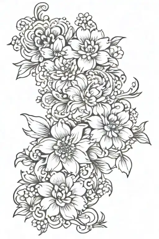 flowers oriental design inspired tattoo design idea