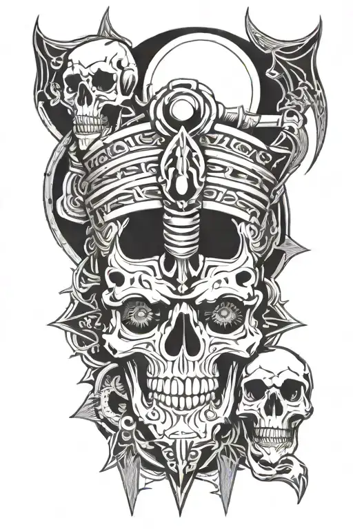 osiris with skulls surrounded tattoo design idea