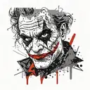 old joker, devil face , black and white ,  tattoo design idea