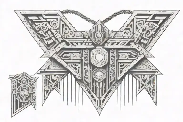 Aztec armor necklace tattoo design idea