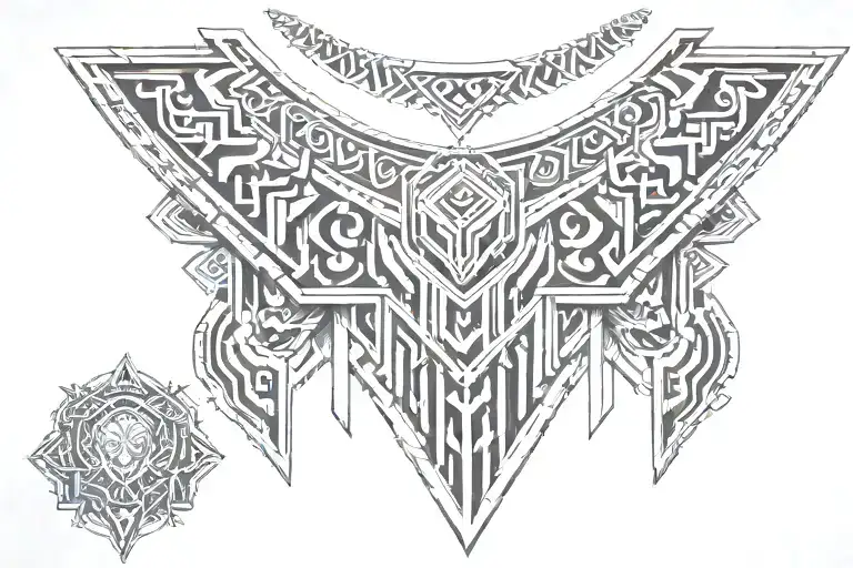 Aztec armor necklace tattoo design idea