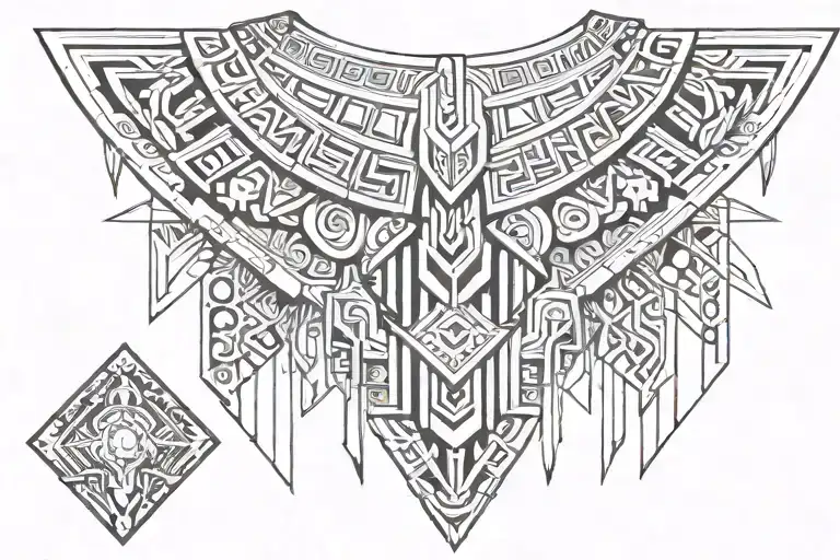 Aztec armor necklace tattoo design idea