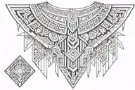 Aztec armor necklace tattoo design idea